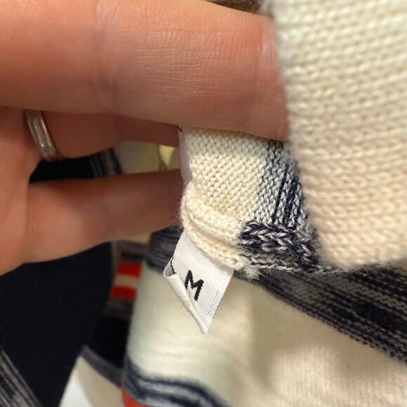 Celtic & Co Women's Sweater Dress Polo Maxi Wool Stripe Medium Cream Navy - Picture 5 of 10